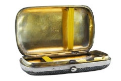 Nickel-plated silver case in Russian style with carriage motif, hinged lid