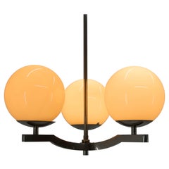 Nickel-plated Three Flamming Functionalist Chandelier, 1930s