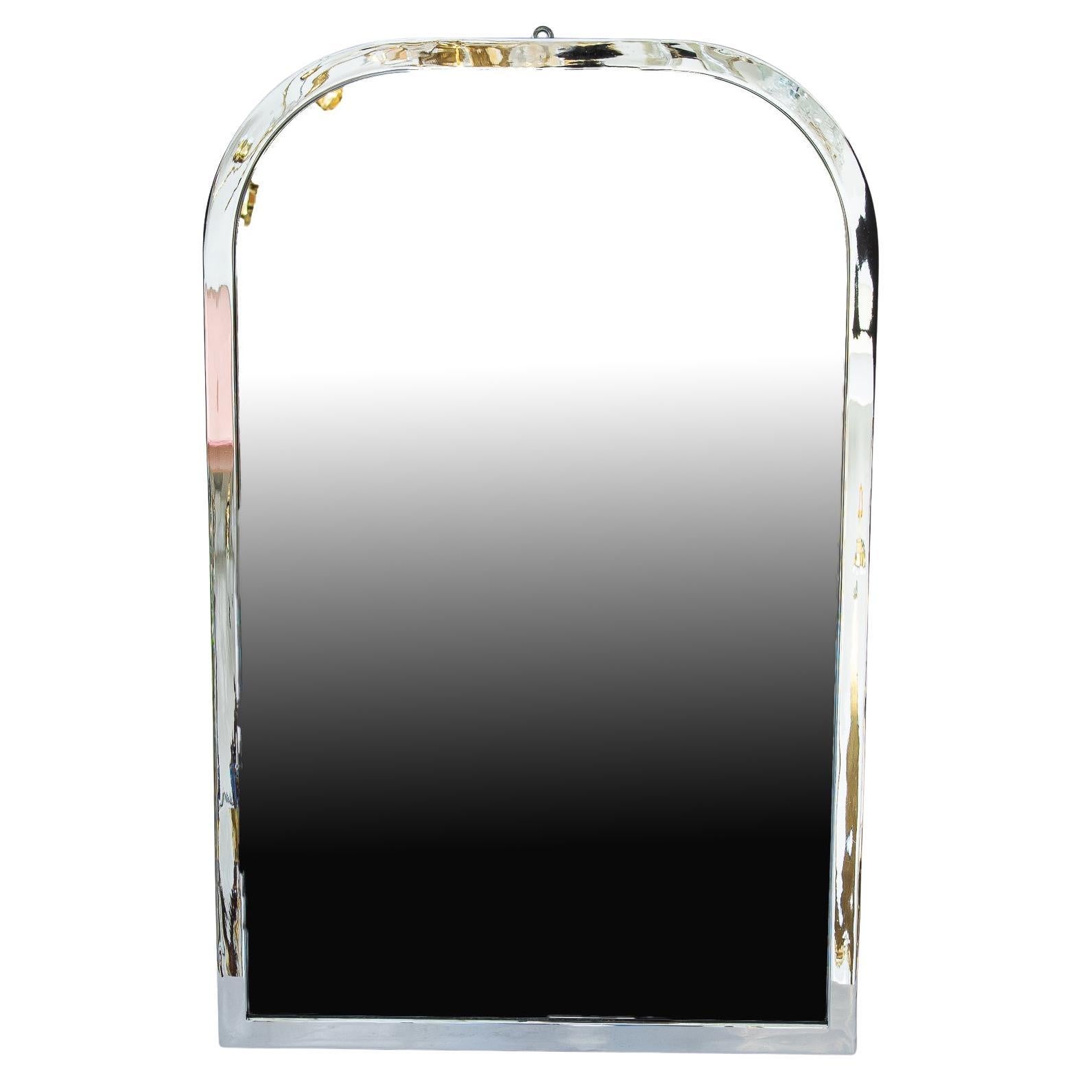 Miroir mural nickelé avec miroir d'origine à l'intérieur vienne vers 1970 en vente