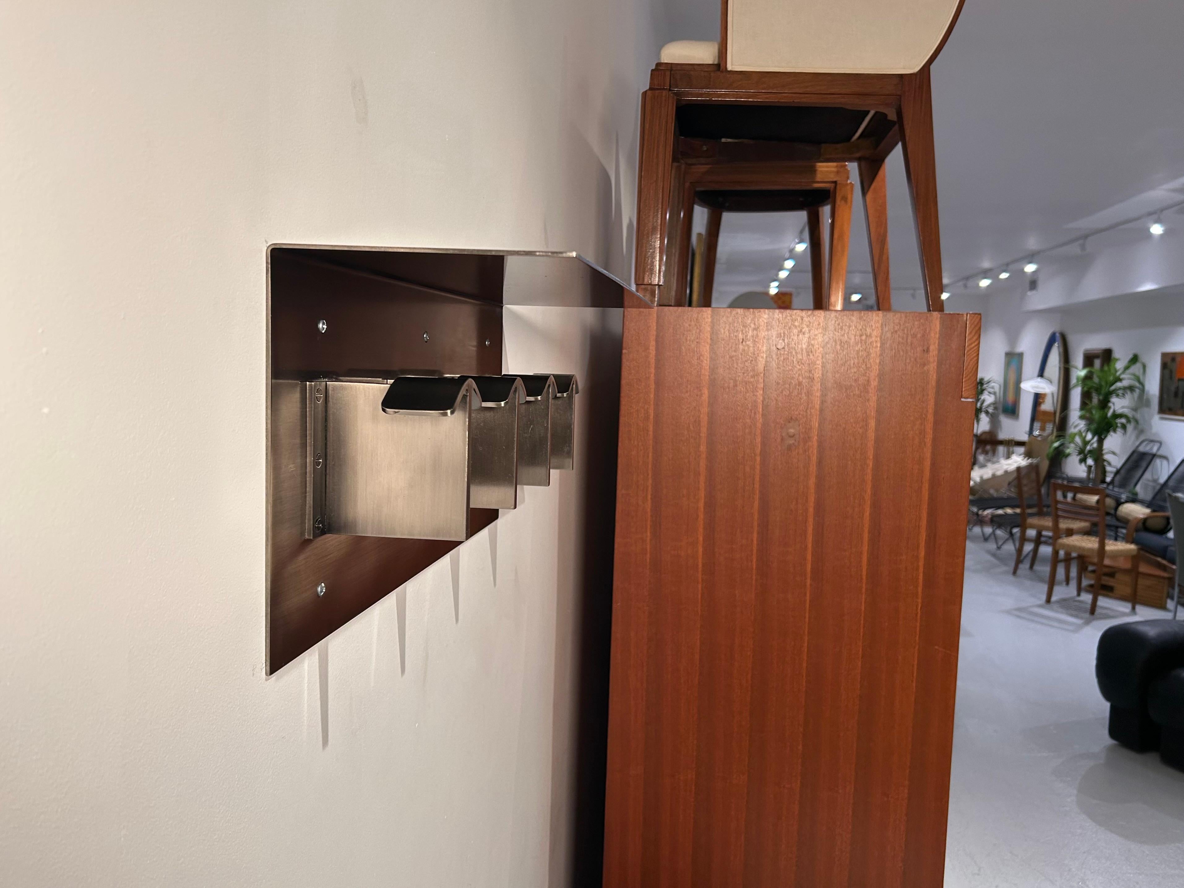 Nickel Plated, Wall Mounted Coat and Hat Rack with Shelf For Sale 6