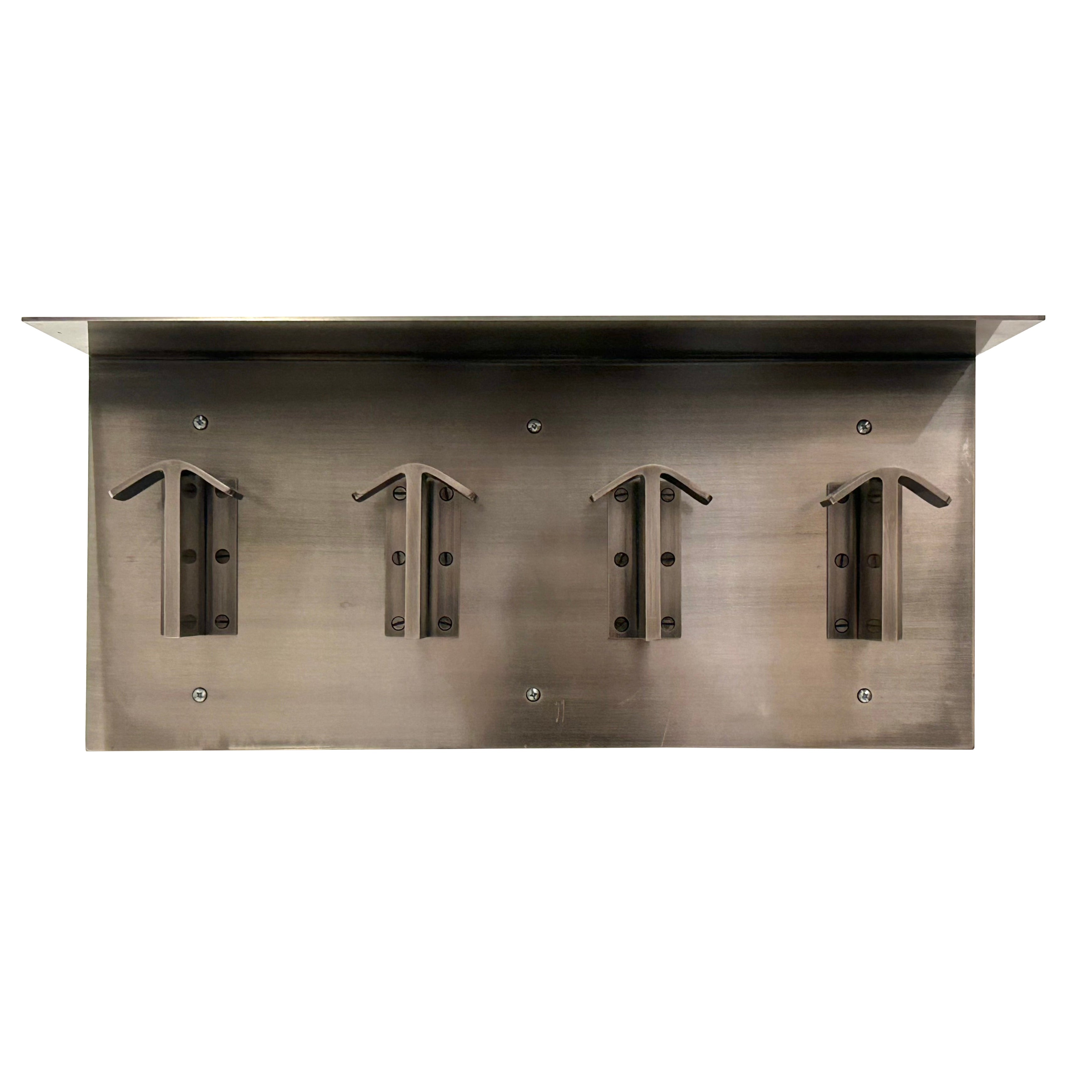 Nickel Plated, Wall Mounted Coat and Hat Rack with Shelf