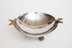 Nickel Silver and Brass Dove Bowl with Brass Ball Feet
