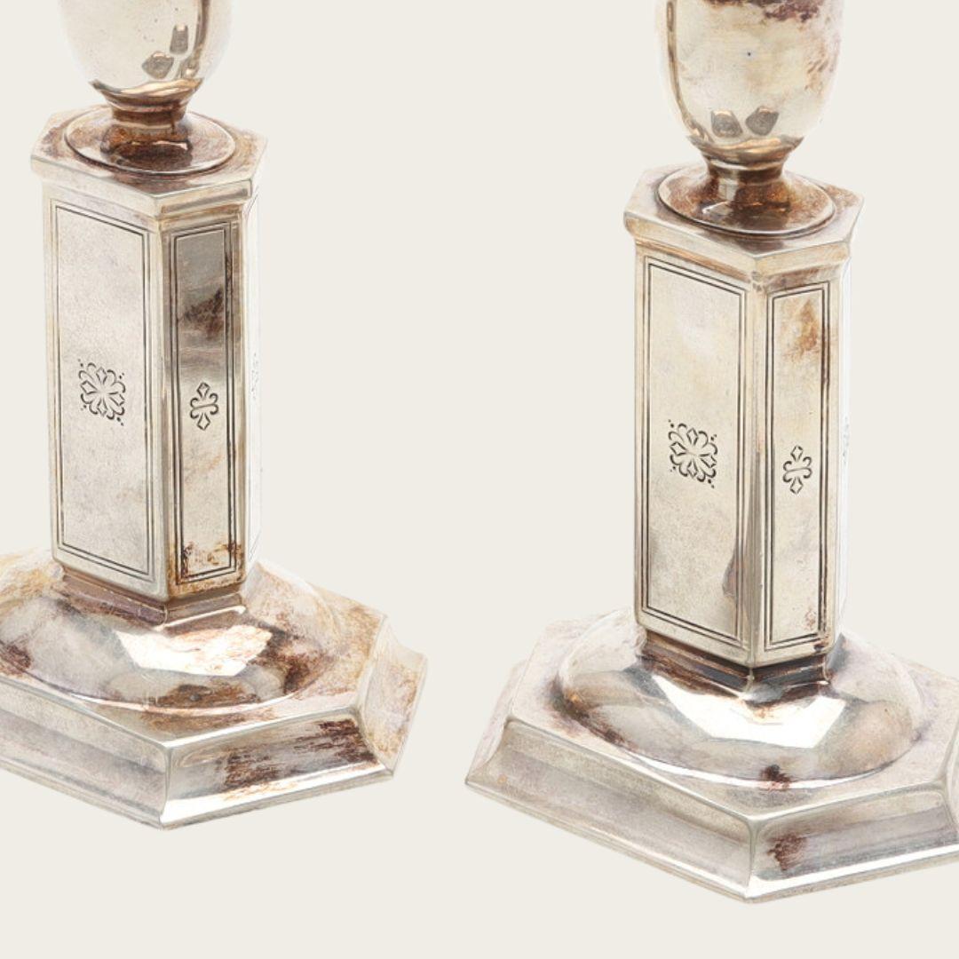 Swedish Nickel Silver Art Deco Candle Holders By Just Andersen for GAB Sweden For Sale