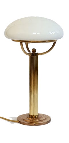 Nickel Table Lamp with Opal Screen by Adolf Loos for Villa Steiner, 1950s
