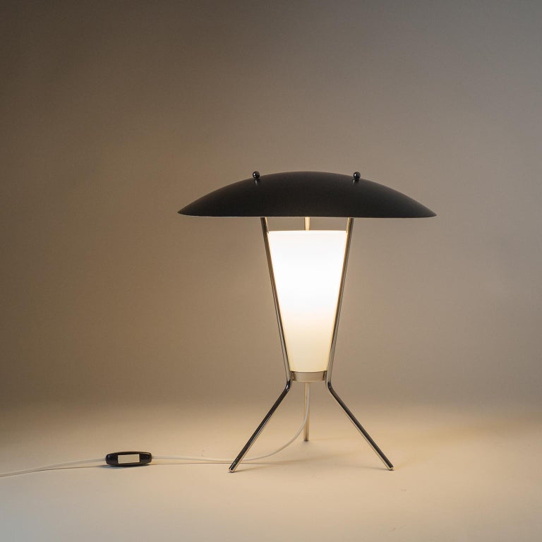 Nickeled and Glass Tripod Table Lamp, 1960s For Sale at ...