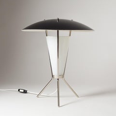 Nickeled and Glass Tripod Table Lamp, 1960s