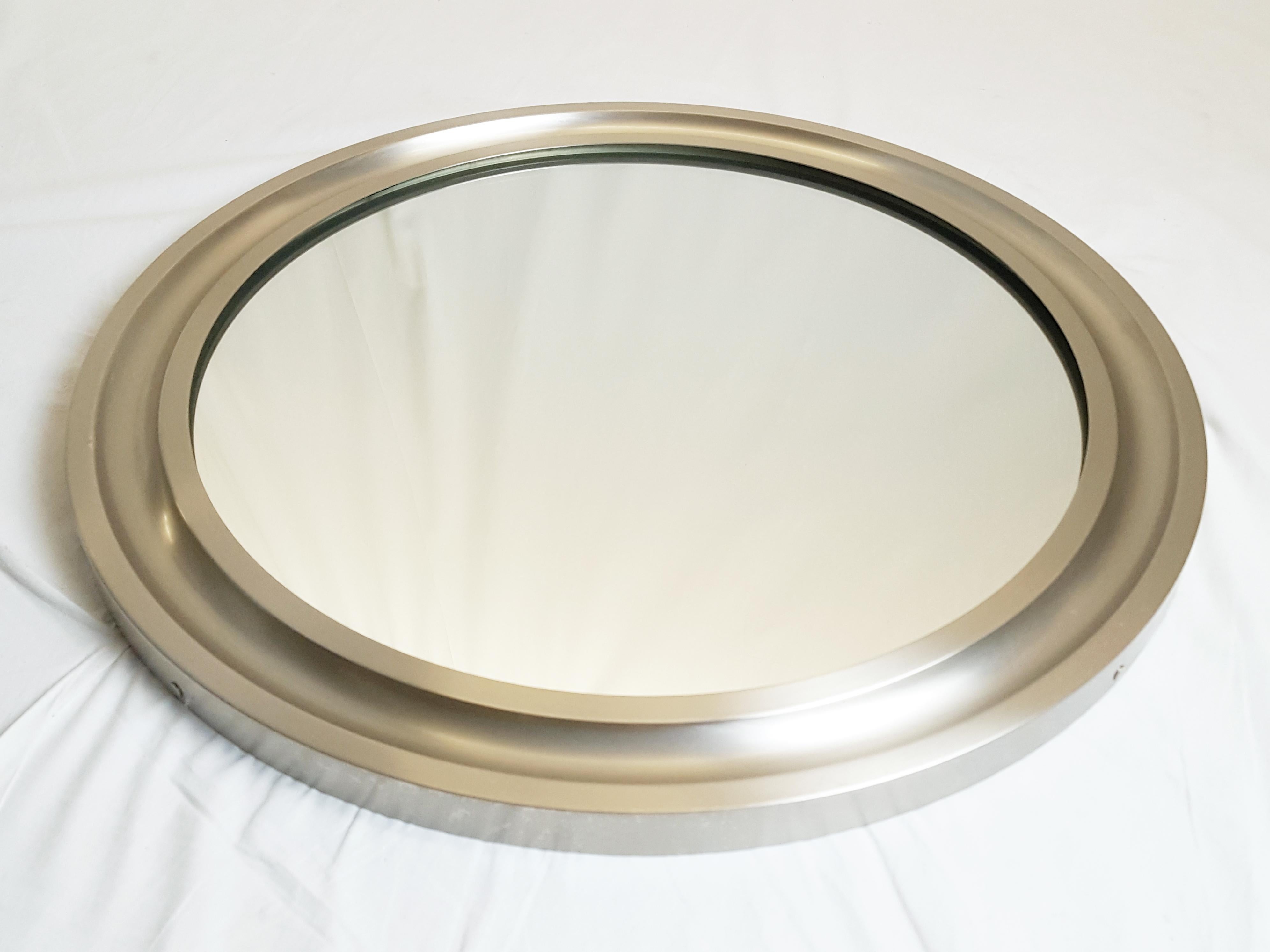 Nickeled & Black Metal 1970s Round Wall Mirror Narcisso by S. Mazza for Artemide 6