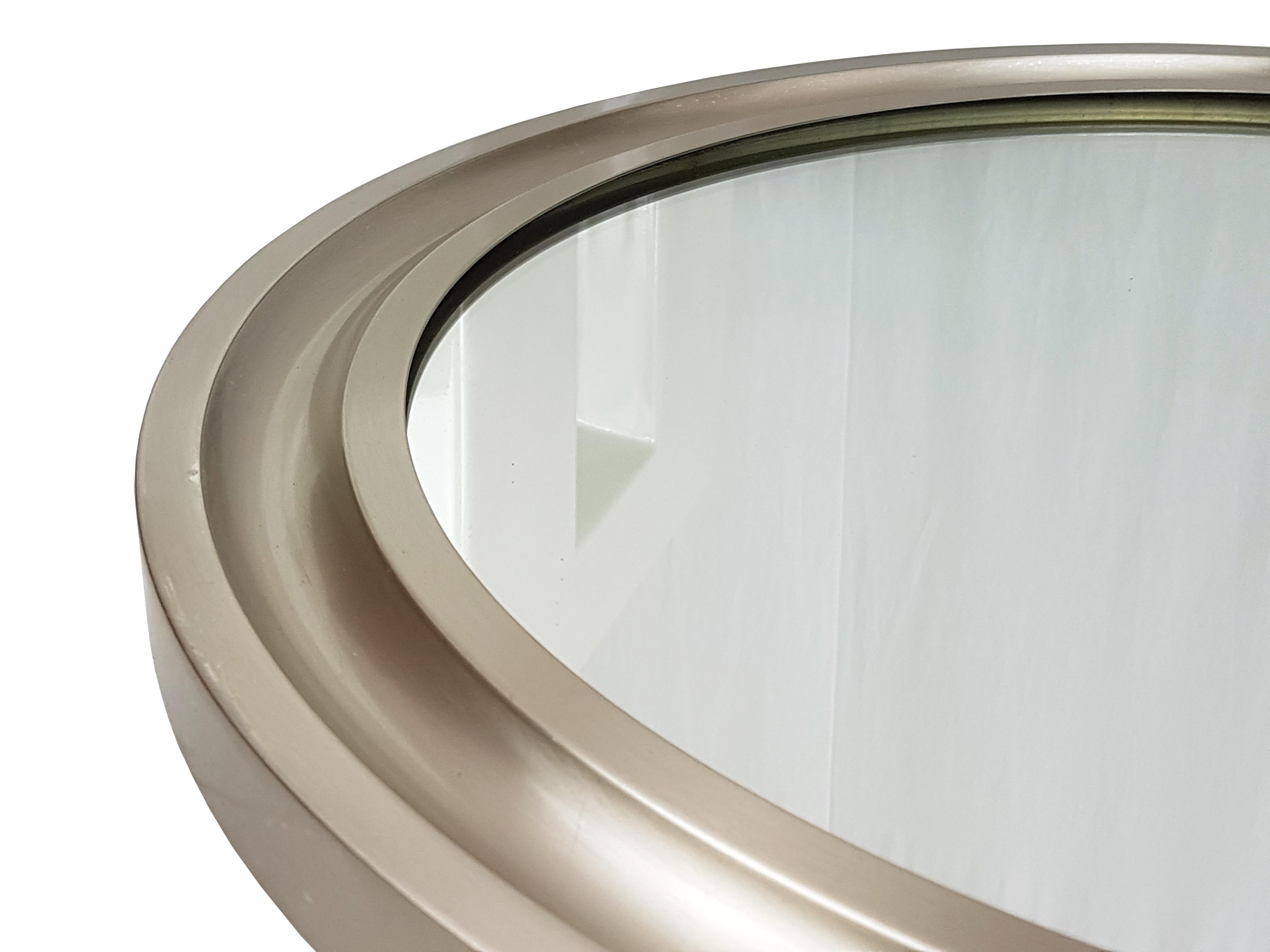 Space Age Nickeled & Black Metal 1970s Round Wall Mirror Narcisso by S. Mazza for Artemide