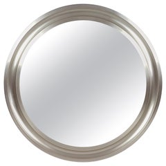 Nickeled & Black Metal 1970s Round Wall Mirror Narcisso by S. Mazza for Artemide