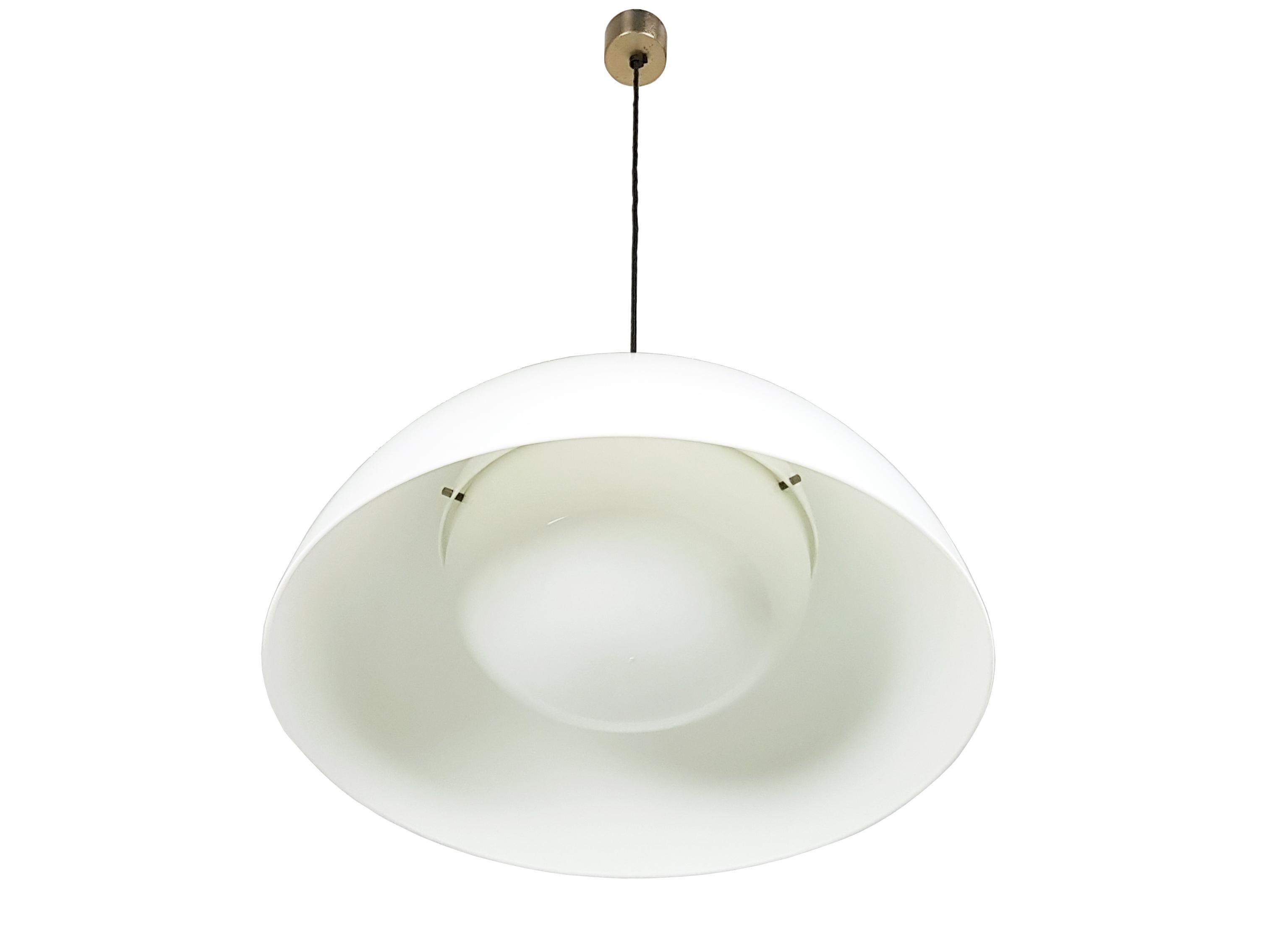 Lampe à suspension 4005 en laiton nickelé et plastique blanc de Castiglioni pour Kartell, 59 en vente 5