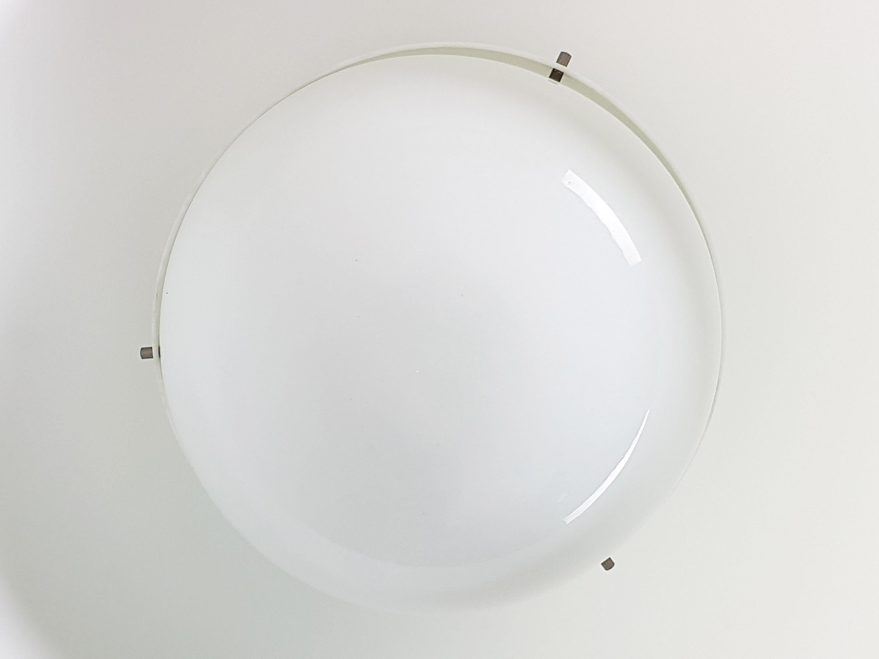 Italian Nickeled Brass & White Plastic 4005 Pendant Lamp by Castiglioni for Kartell, 59 For Sale