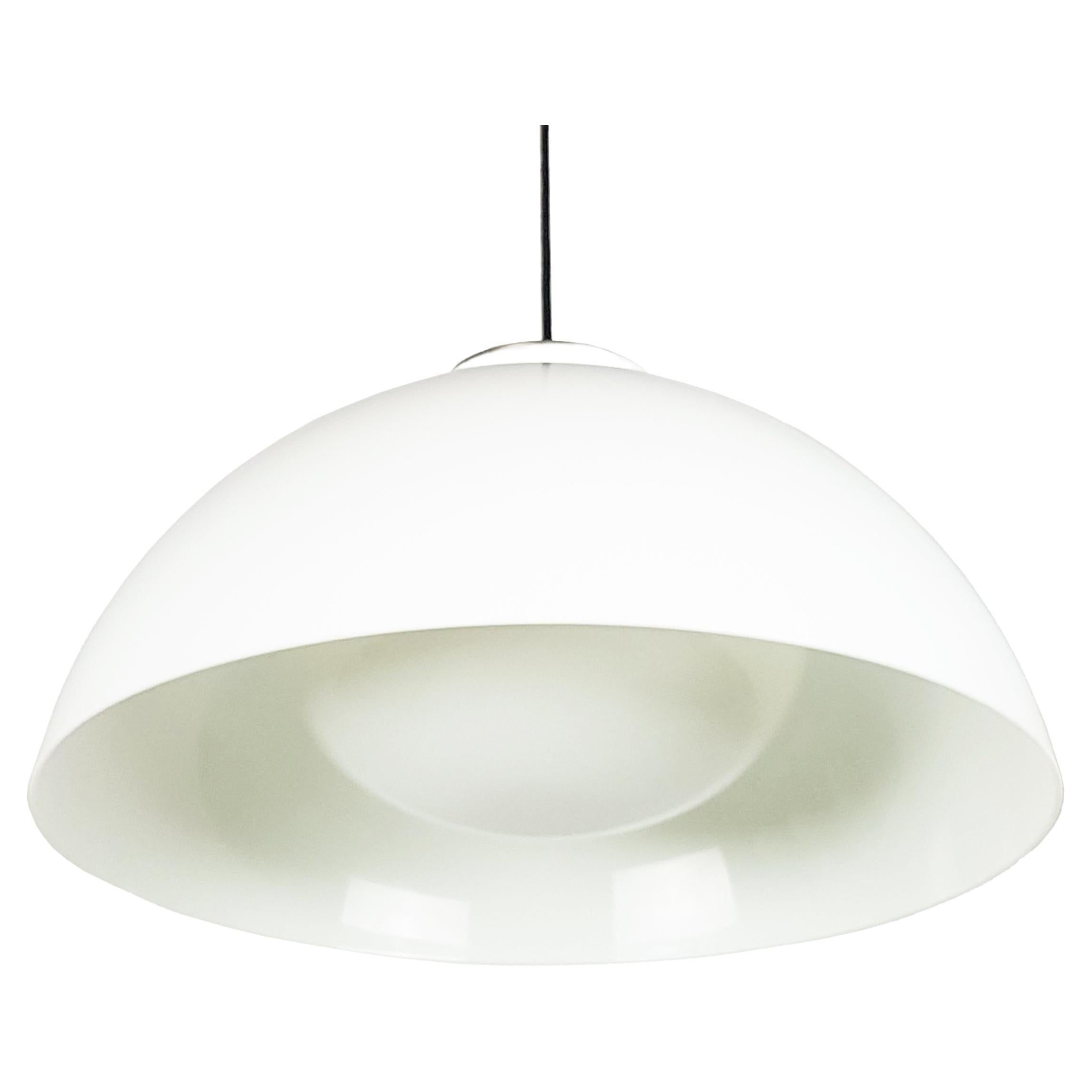 Nickeled Brass & White Plastic 4005 Pendant Lamp by Castiglioni for Kartell, 59