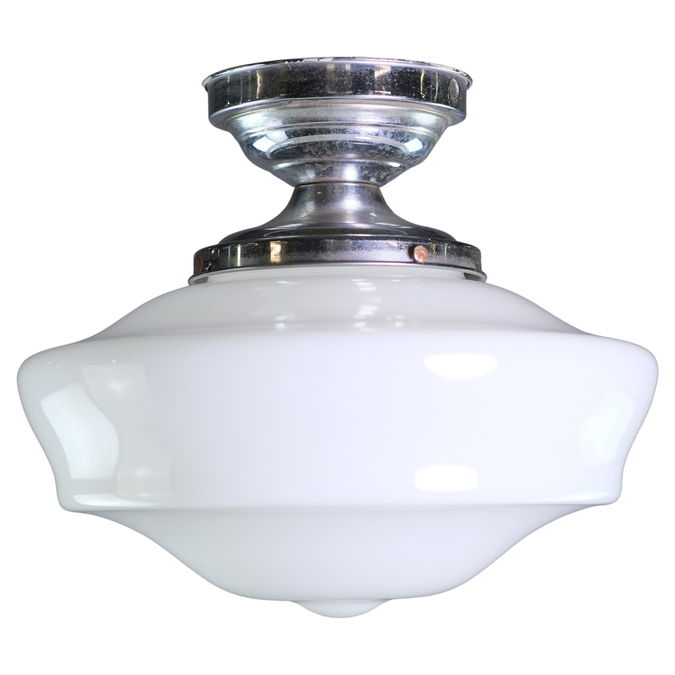 FlushMount Schoolhouse Light Mushroom Shaped Globe Nickel Base For