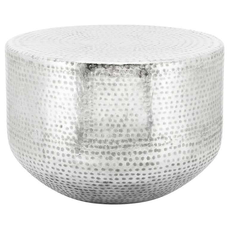 Nickeled Stool Hand-Hammered For Sale at 1stDibs
