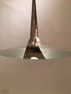Nickeled Brass Ceiling Pendant by Max Ingrand for Fontana Arte, Italy circa 1950