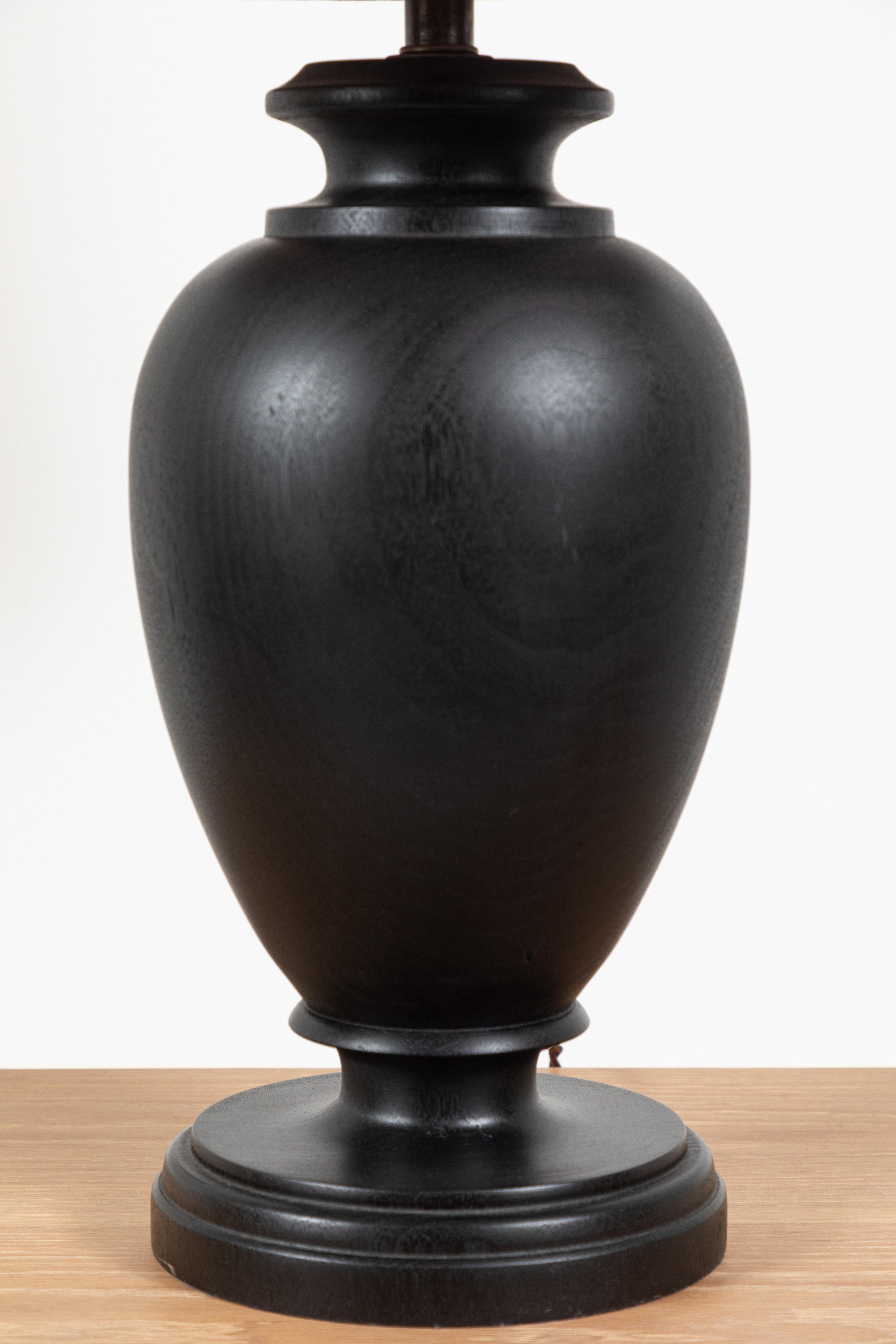 Nickey Kehoe Collection Black Stained Urn Table Lamp In New Condition In Los Angeles, CA