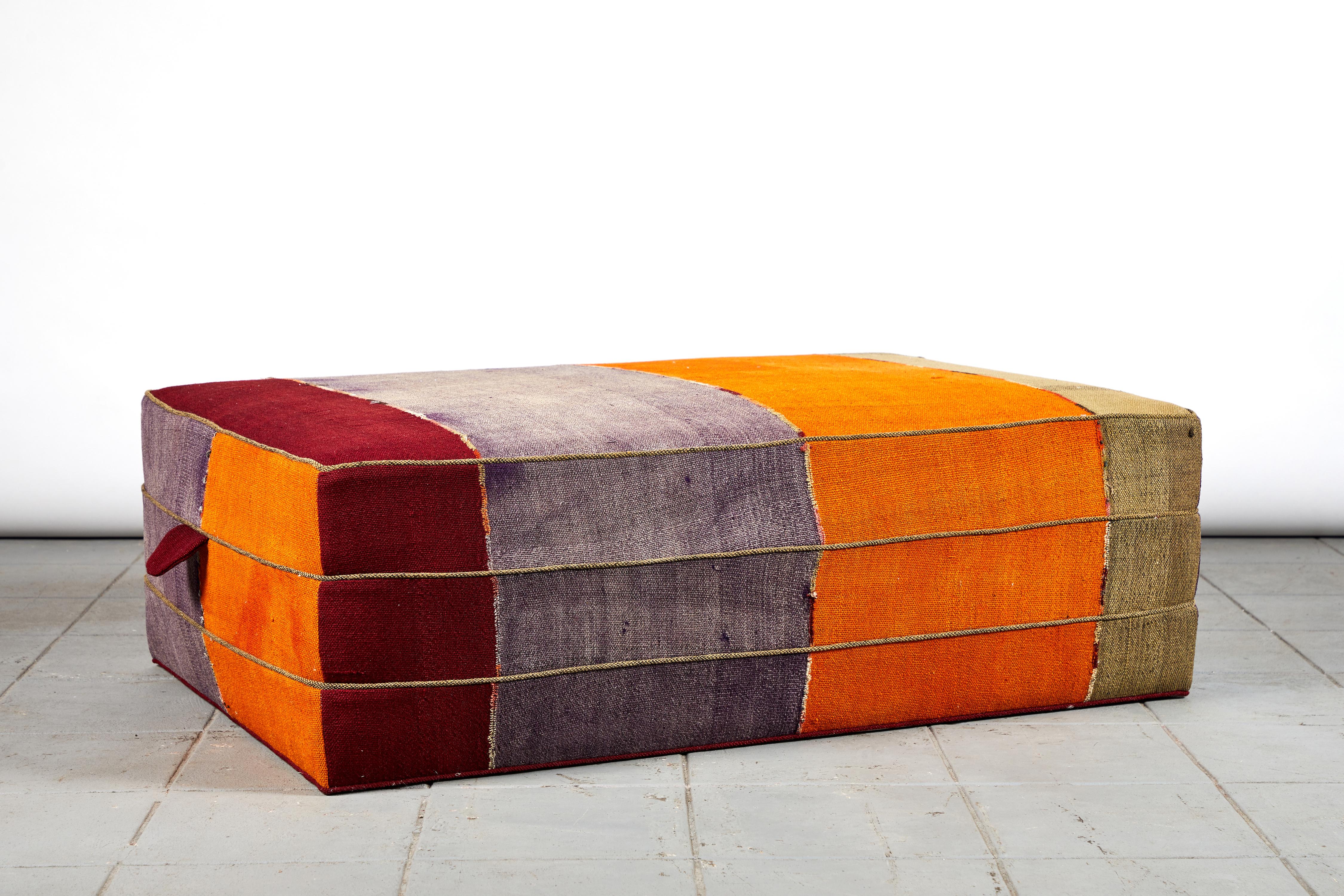 Contemporary Nickey Kehoe Collection Rectangular Ottoman in Vintage Turkish Colorful Fabric