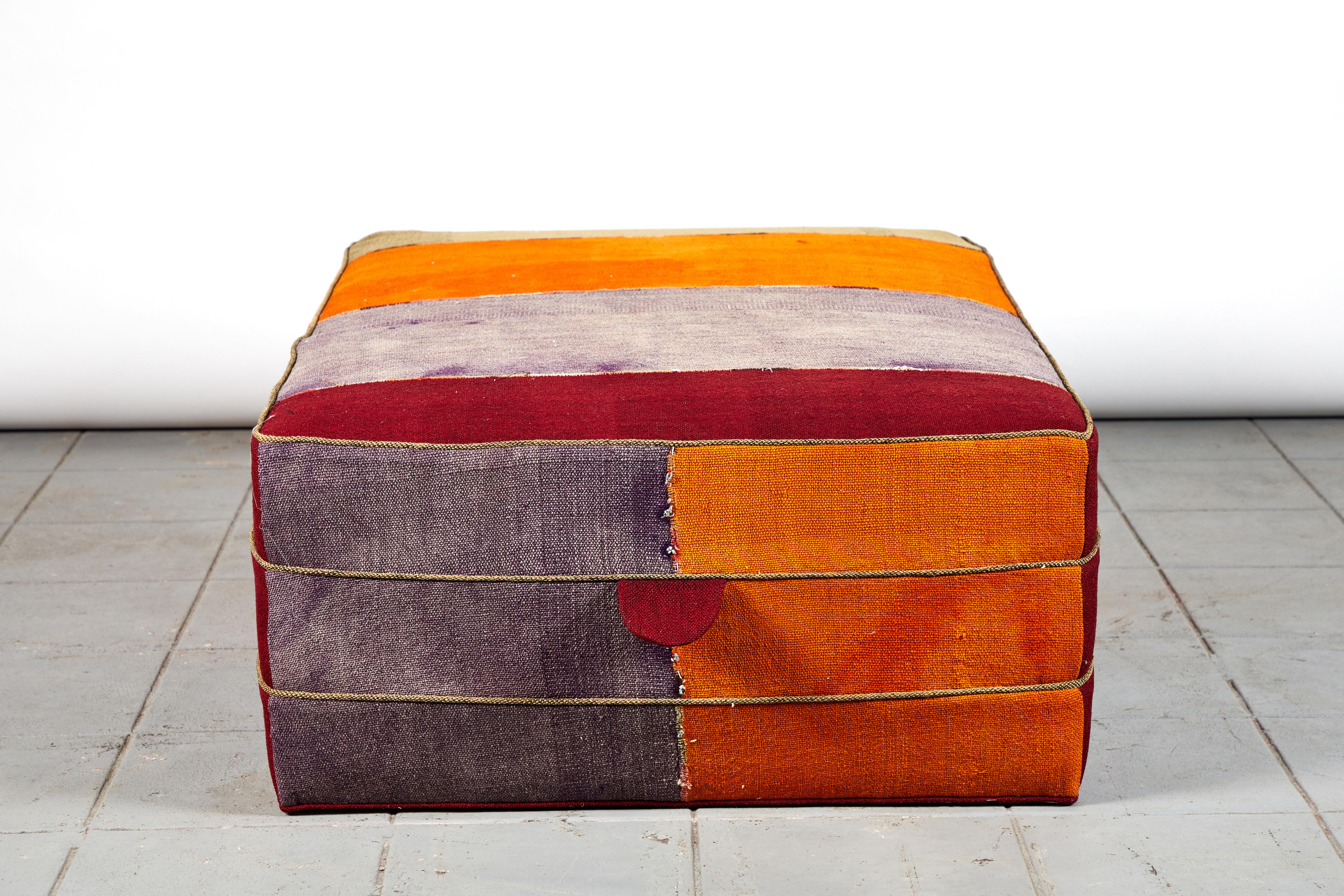 Wool Nickey Kehoe Collection Rectangular Ottoman in Vintage Turkish Colorful Fabric