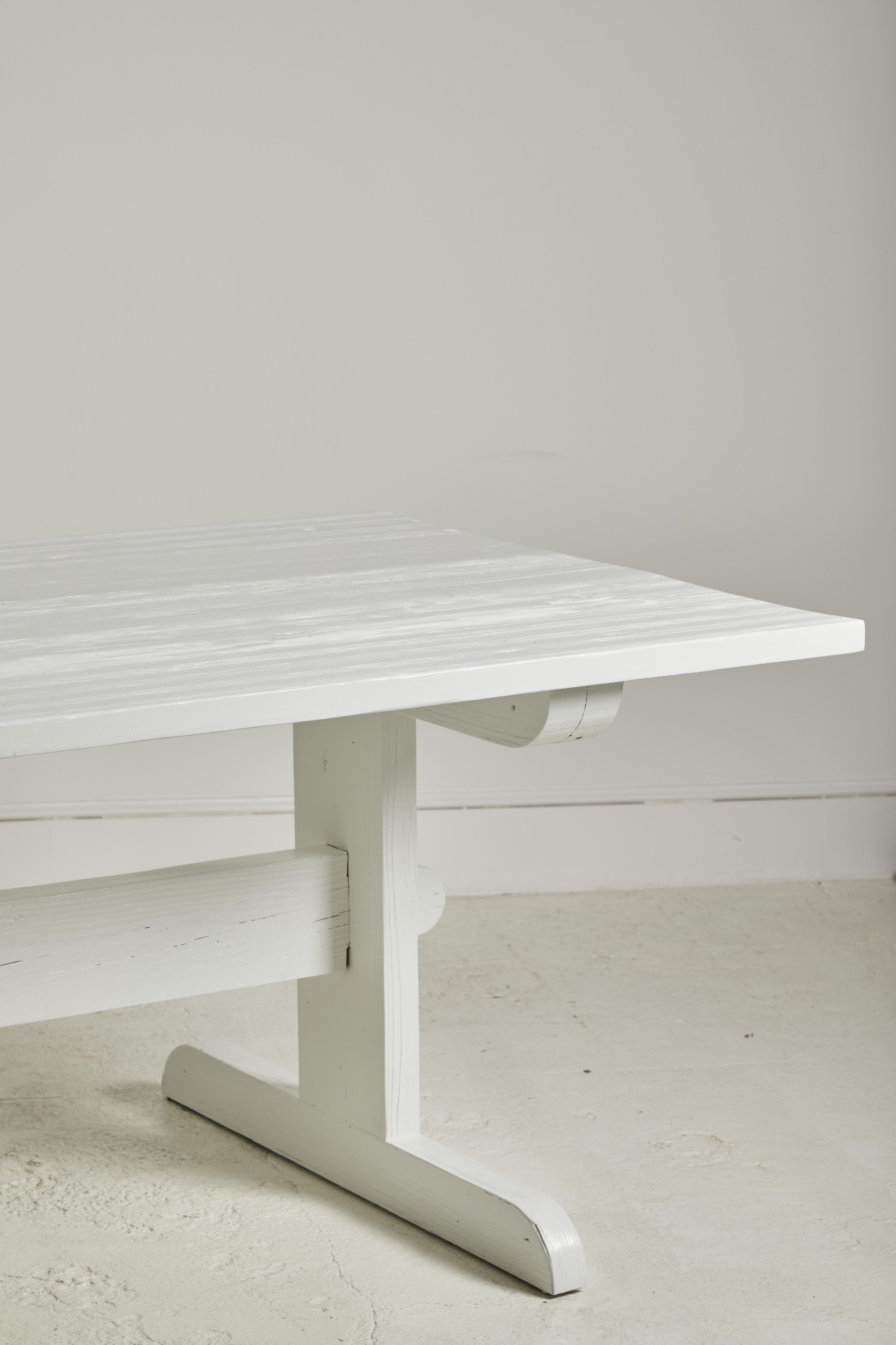 Pine Nickey Kehoe Collection White Painted Trestle Dining Table