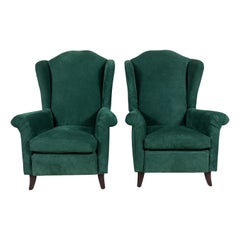 Chaise Wingback Nickey Kehoe rembourrée en daim vert