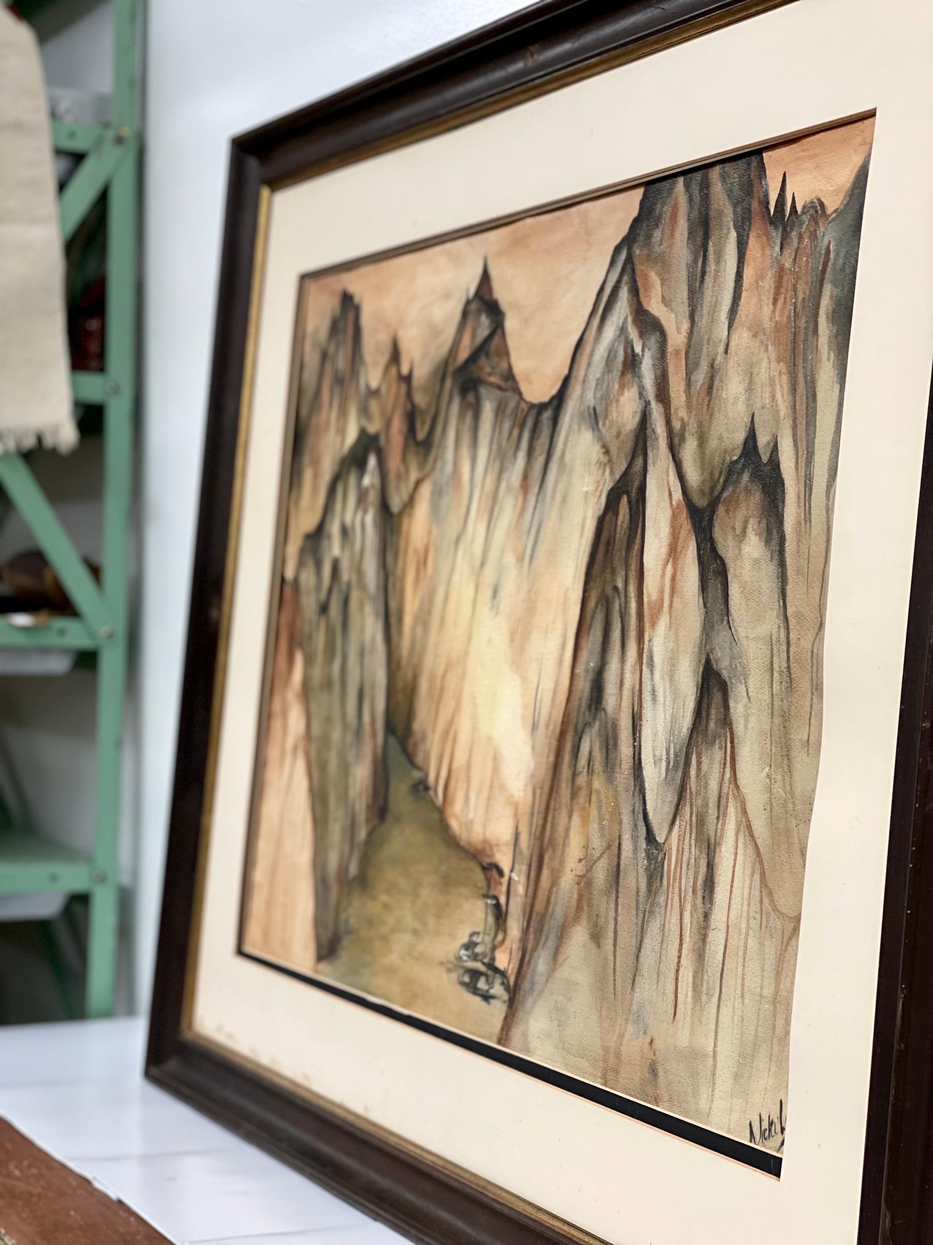 Pintura en acuarela del Cañón de Nicki Looney finales del siglo XX en venta