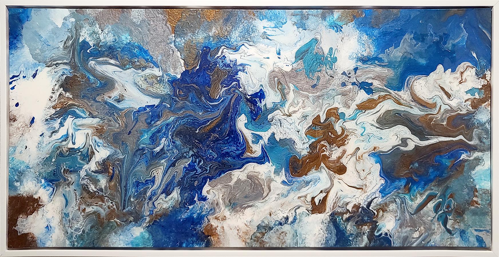 Nickol Renae Abstract Painting - "Coastal Clarity"  24x48 Acrylic and Resin on canvas