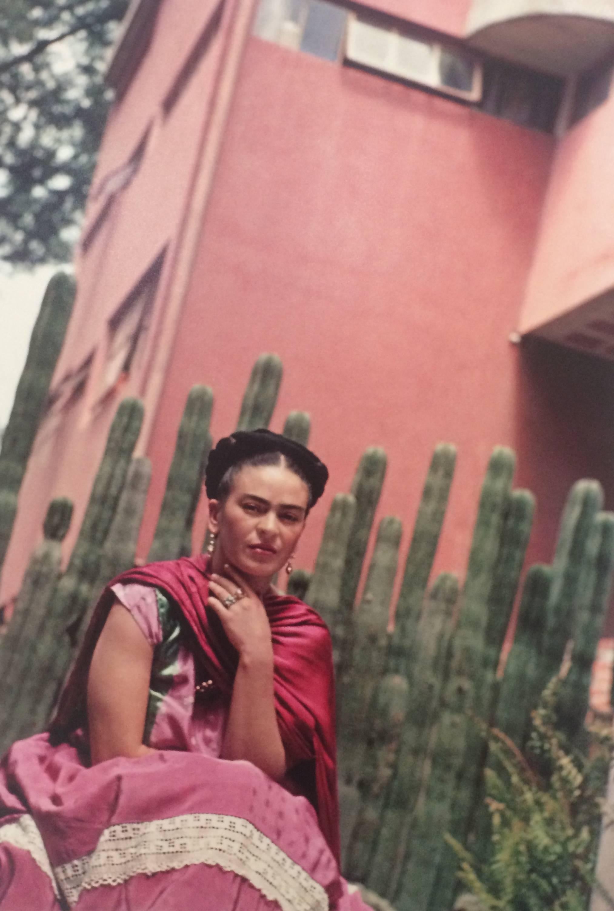 Nickolas Muray Color Photograph - Frida In Front of Organ Cactus Fence, Atlavista, 1938