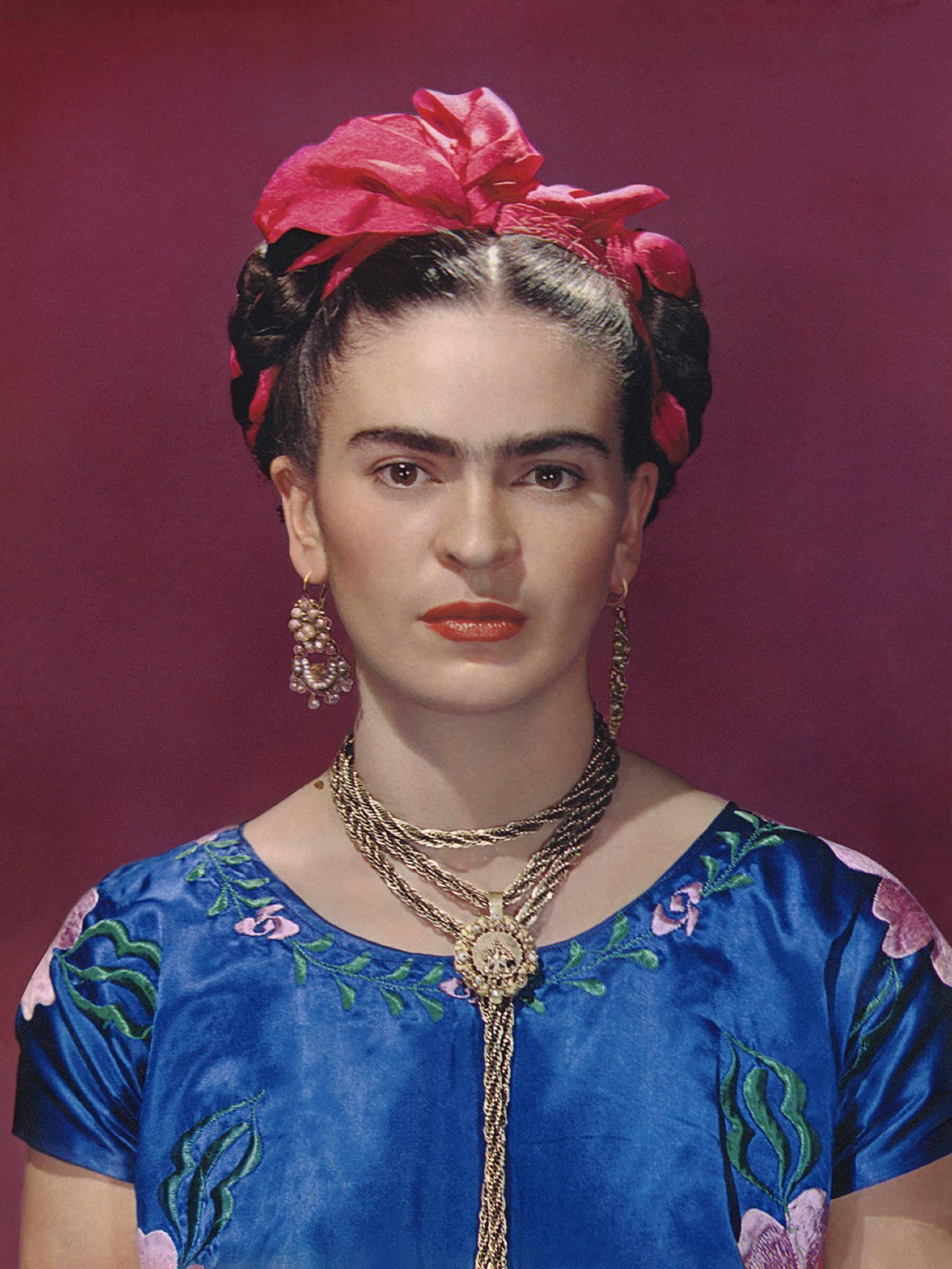 Frida Kahlo in Blue Silk Dress