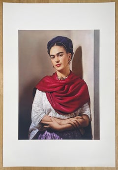 Frida Kahlo with Magenta Rebozo - Color Photograph, Portrait, Celebrity, Woman
