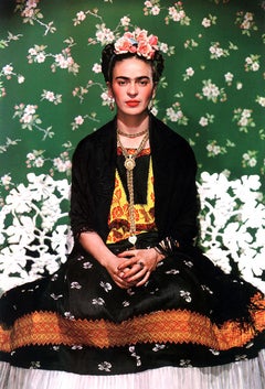 Frida on White Bench - Color Photograph, Portrait, Celebrity, Frida Kahlo