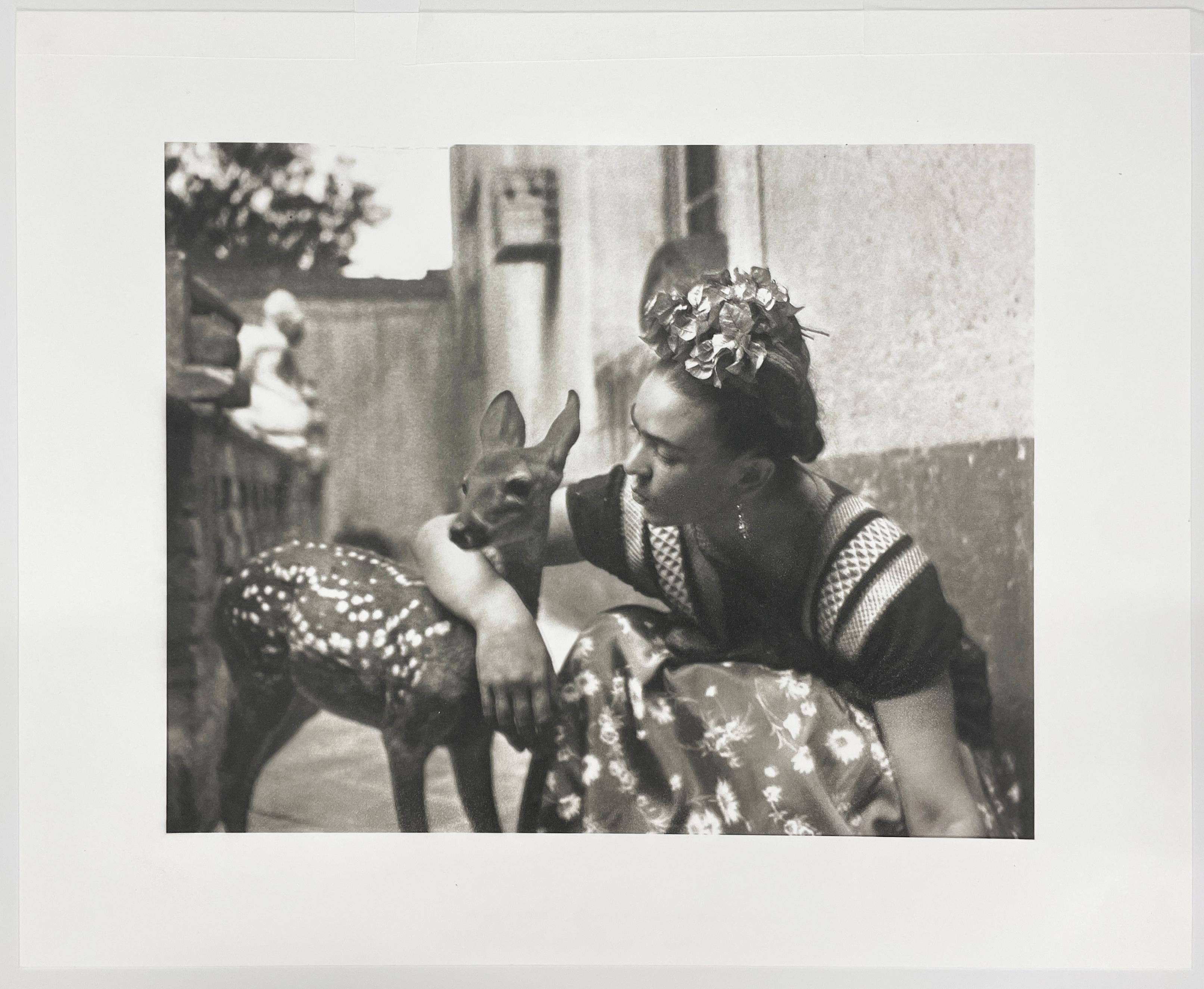 Frida with Granizo, Version 2, Coyoacan - Limited Edition Black and White Photo - Modern Photograph by Nickolas Muray