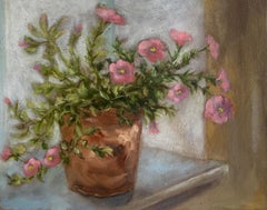 Calibrachoa - 'Baby Pink', Oil on board, flowers, floral, interior 
