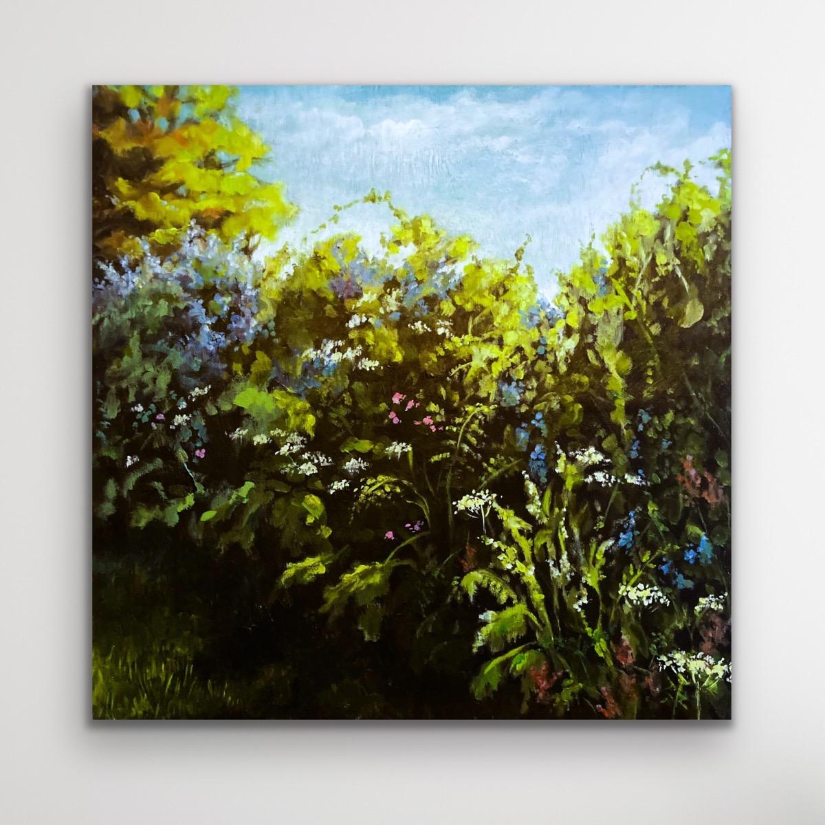 New Forest - Wilder Garten Hecke, Landschaft, Natur, Blumen – Painting von Nicky Bramble