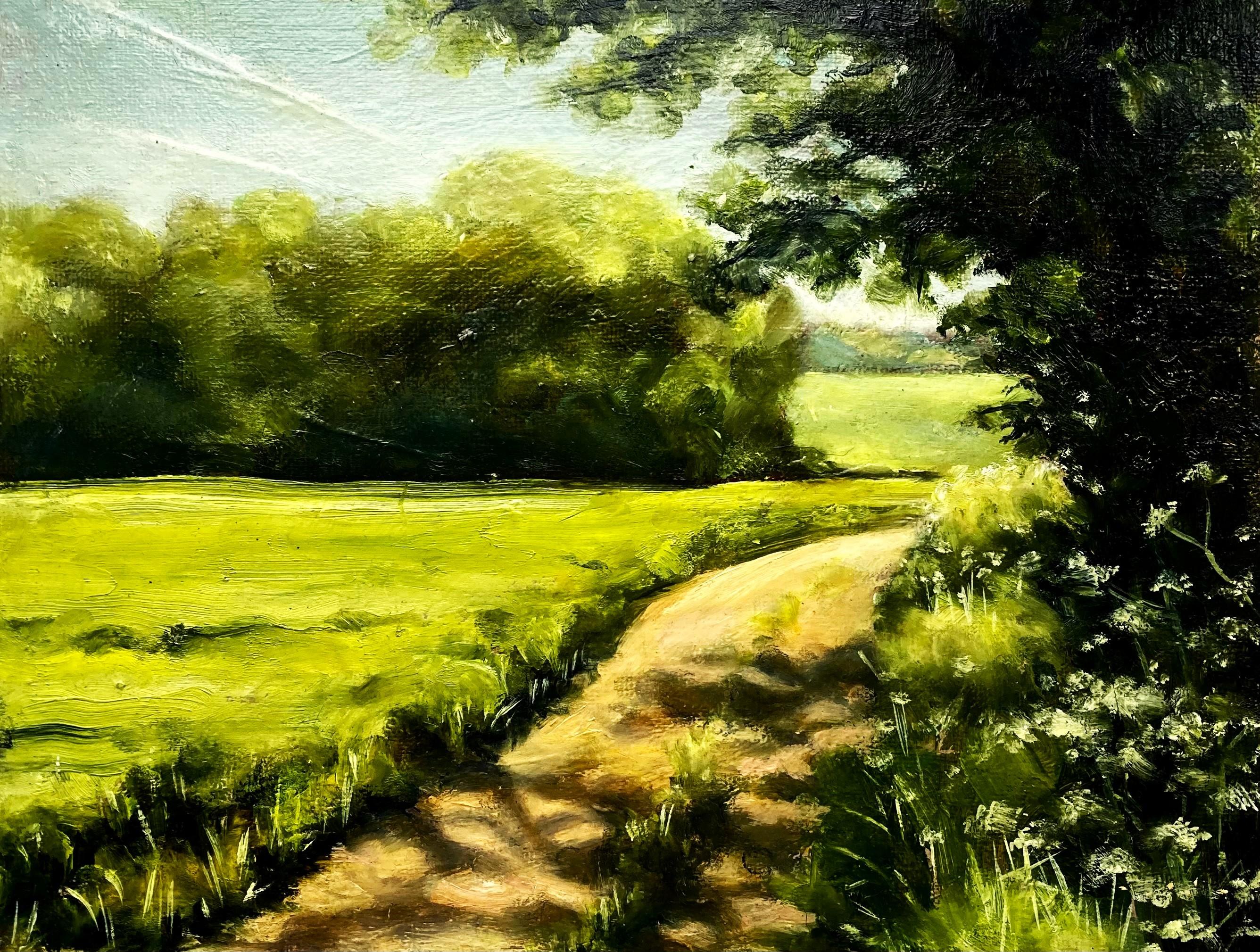 Nicky Bramble Landscape Painting - Swalcliffe, Oxfordshire - 'Sunday Afternoon', Landscape