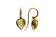 6.36 Carat Peridot Pod Drop Earrings in 18 Karat Yellow Gold