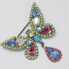 Nicky Butler Embellished Crystal Butterfly Pin Brooch in Silver