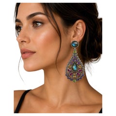 Nicky Butler Multi Stone Labradorite Sterling Silver Statement Earrings