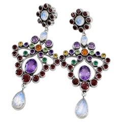 Nicky Butler Multi Stone Sterling Silver Statement Earrings