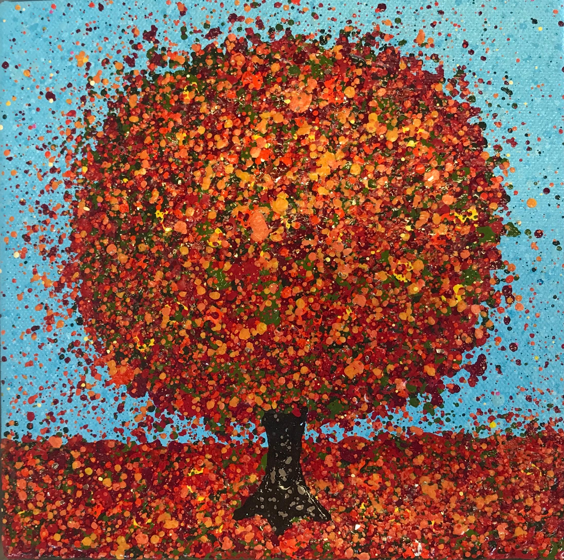 Un brillante día de otoño, Pintura original, Paisaje, Arte arbóreo, Arte textural - Abstract Painting Marrón de Nicky Chubb