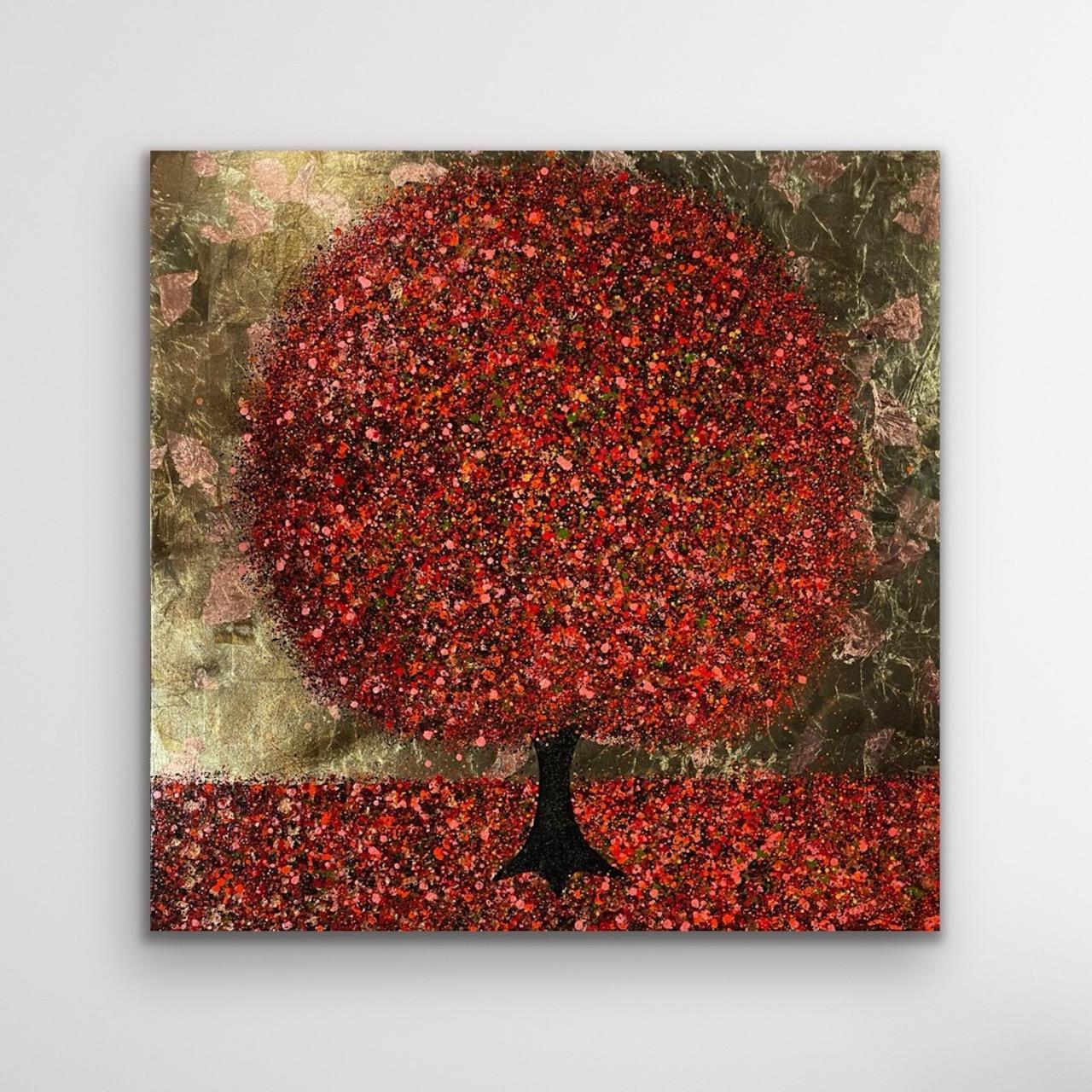 A Glittering Autumn Day, Tree Art, Colourful Textured Painting, Autumnal Artwork For Sale 1