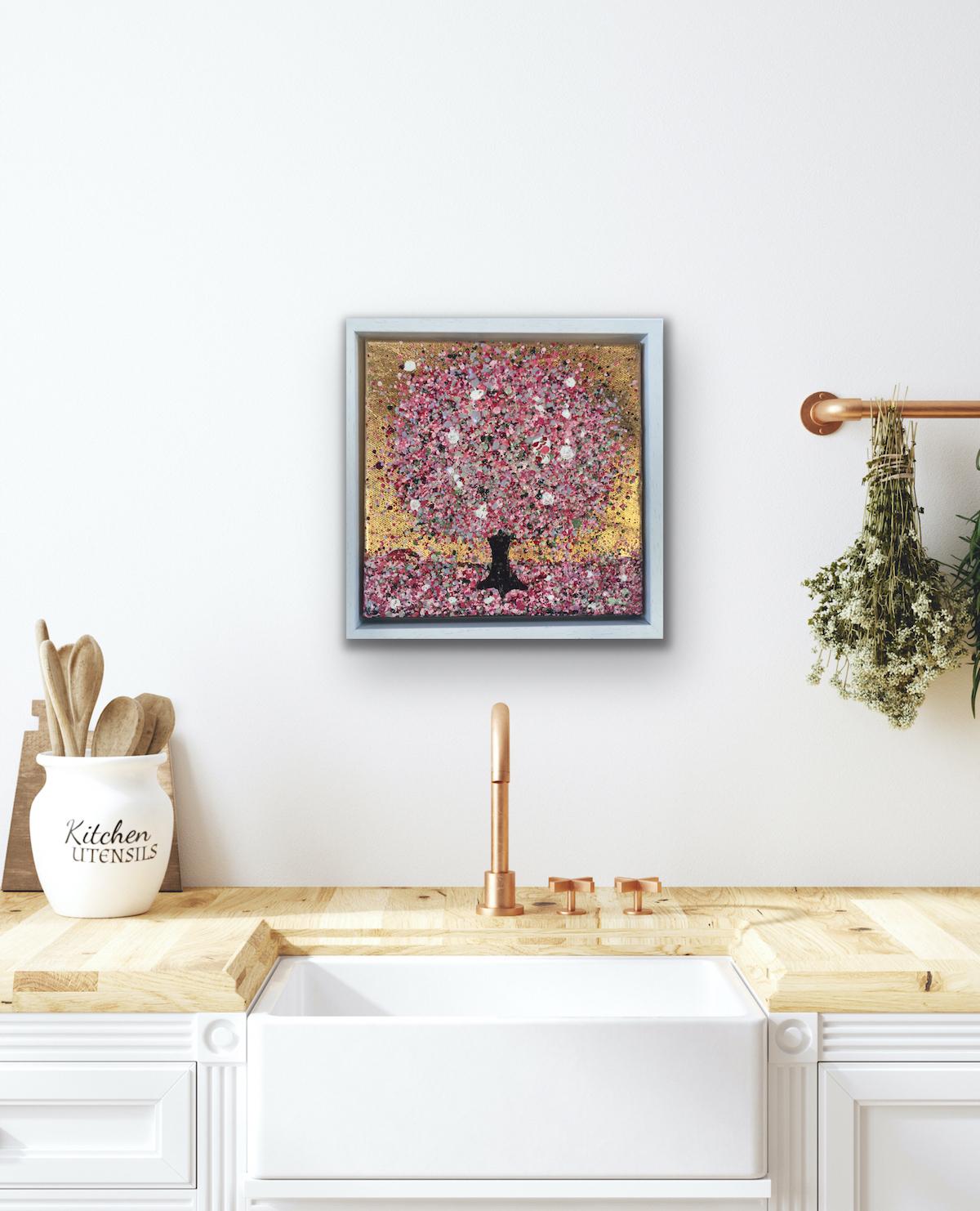 A Little Spring Joy by Nicky Chubb, original painting, small scale art, tree art For Sale 3