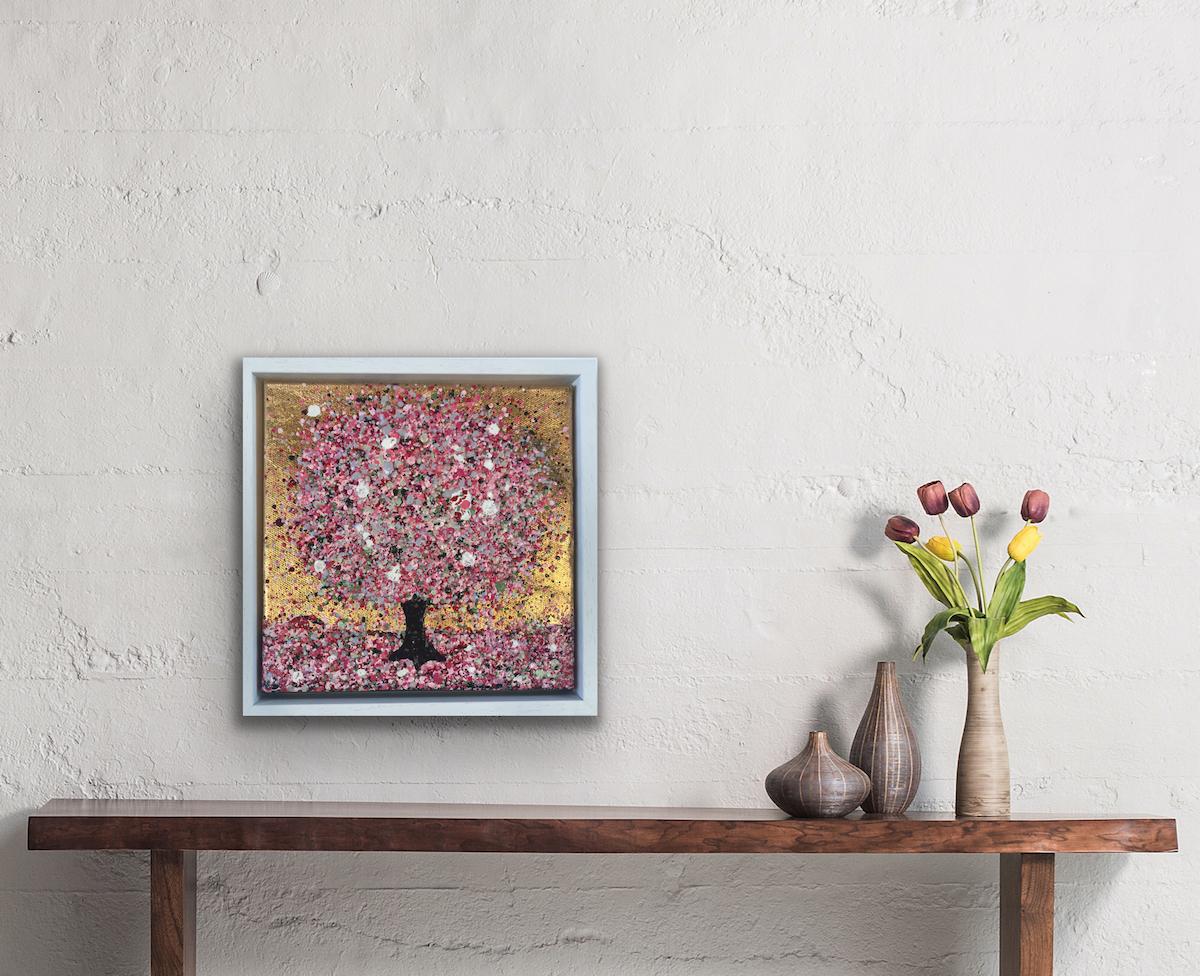 A Little Spring Joy by Nicky Chubb, original painting, small scale art, tree art For Sale 4