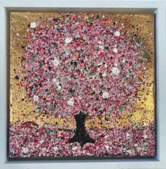 A Little Spring Joy by Nicky Chubb, original painting, small scale art, tree art