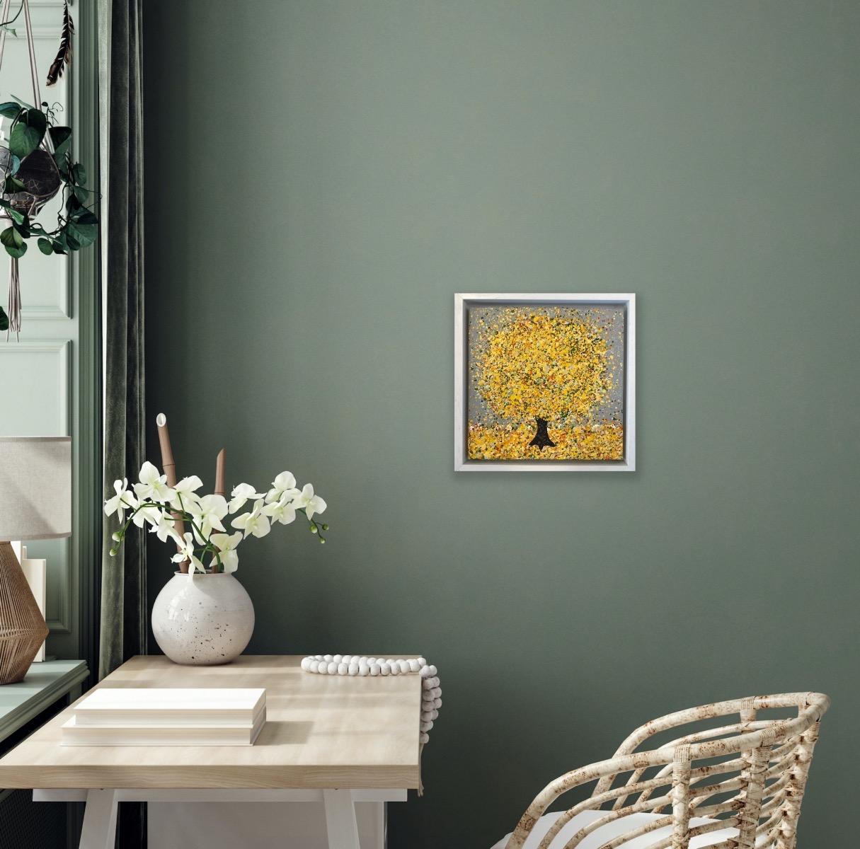A little Sunshine In The, Original painting, Landscape, Blue Art, Textural art For Sale 5