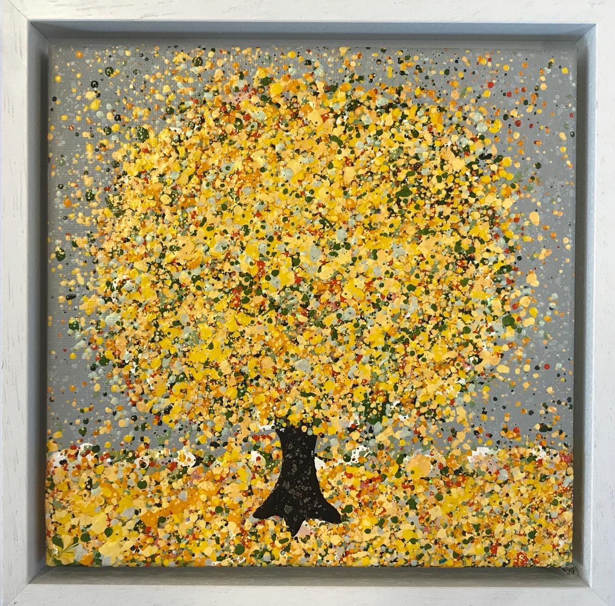 A little Sunshine In The, Original painting, Landscape, Blue Art, Textural art - Contemporary Painting by Nicky Chubb