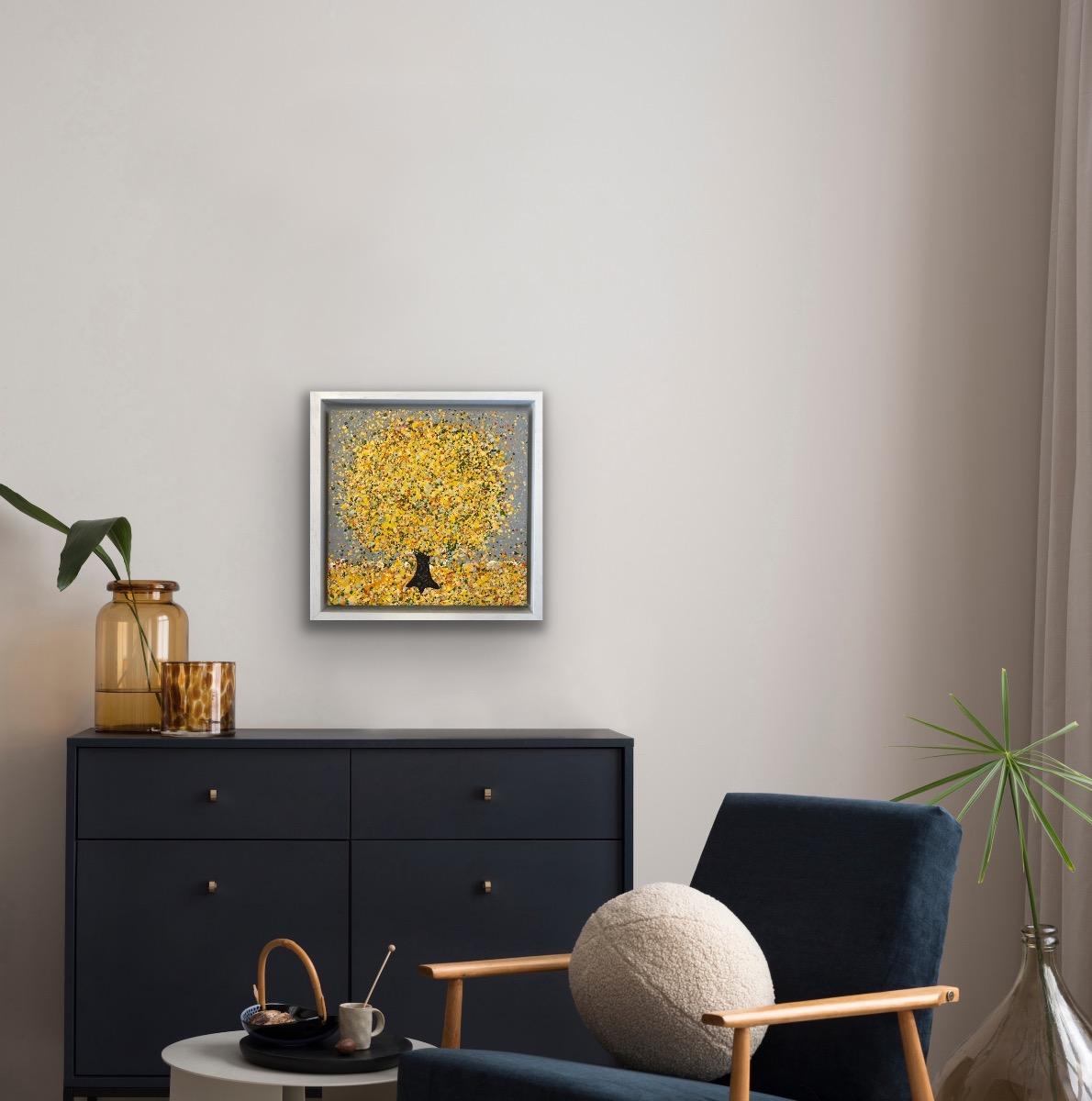 A little Sunshine In The, Original painting, Landscape, Blue Art, Textural art For Sale 3