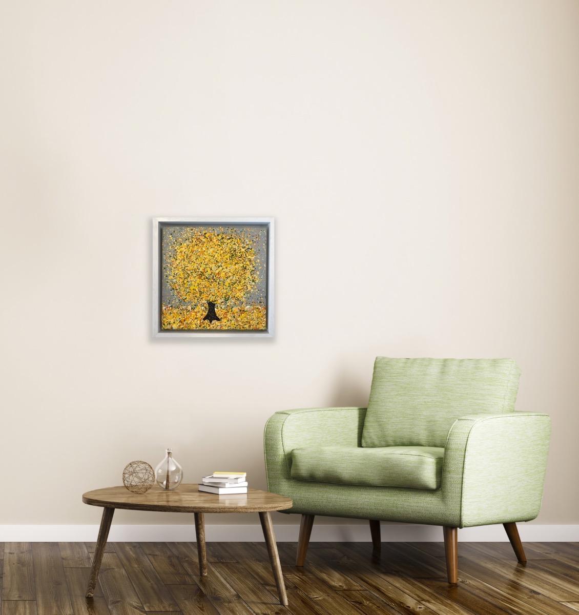 A little Sunshine In The, Original painting, Landscape, Blue Art, Textural art For Sale 4