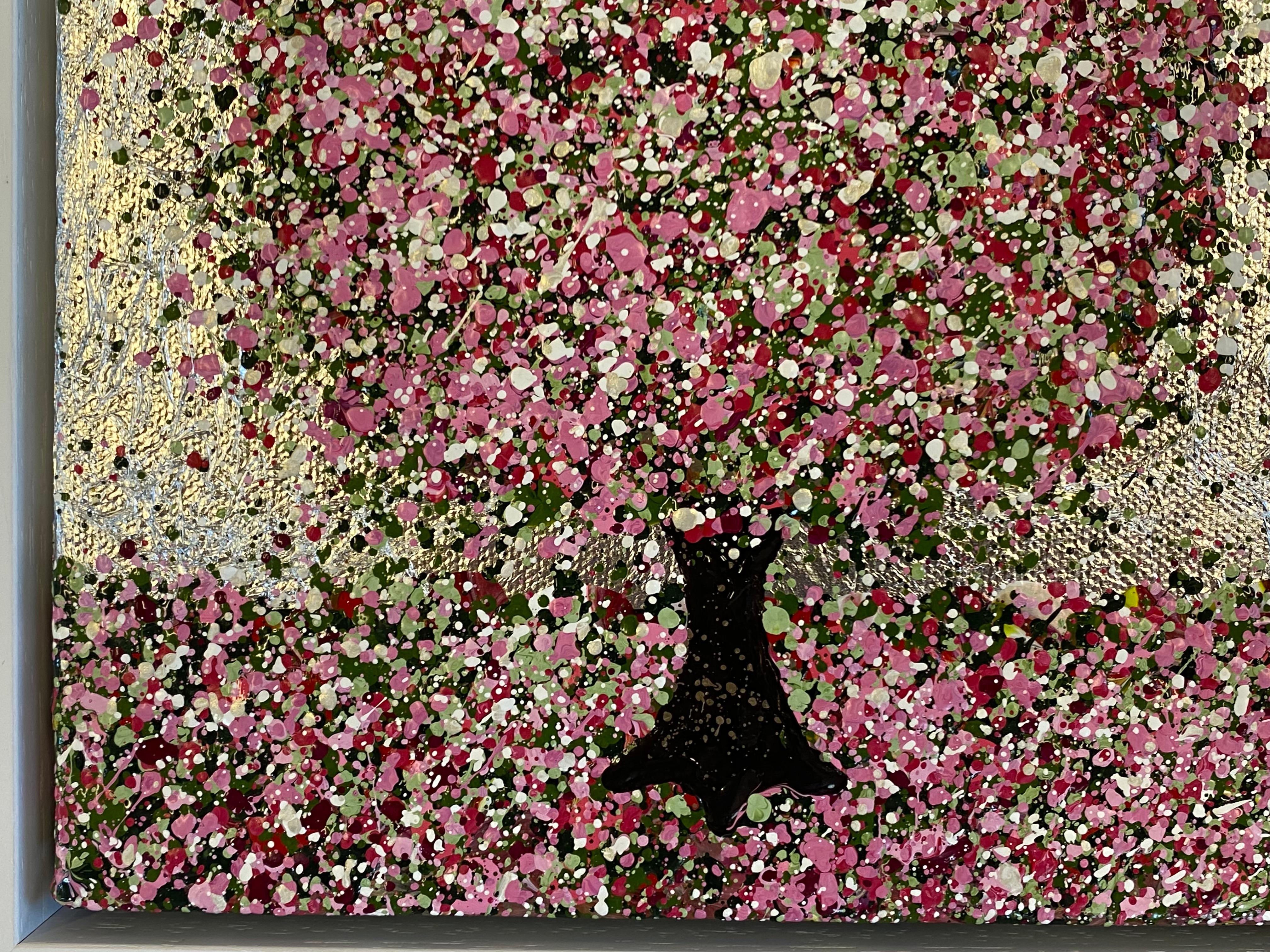 Un día plateado, Pintura original, Paisaje, Arte rosa, Arte textural - Painting Contemporáneo de Nicky Chubb