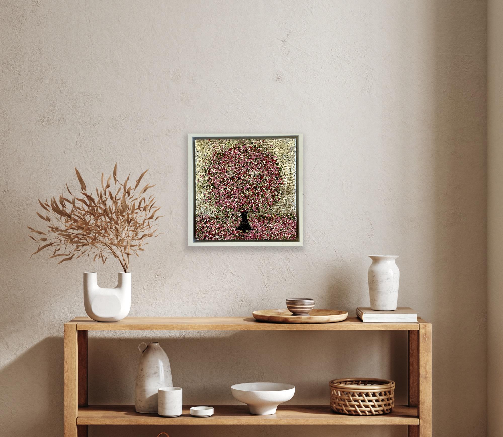 Un día plateado, Pintura original, Paisaje, Arte rosa, Arte textural en venta 4