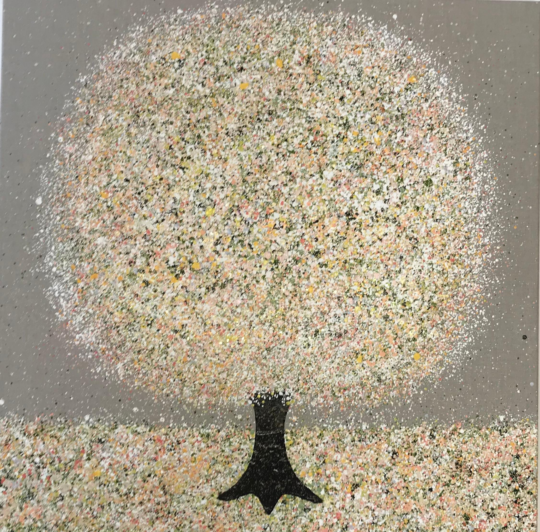 Un fiore di melo scintillante di Nicky Chubb, Paesaggio dipinto, Arte dell'albero, Originale
